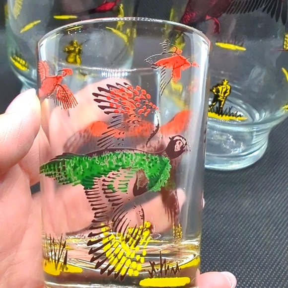 Anchor Hocking Glasses and Juice Glass pheasants and hunters - Picture 3 of 7